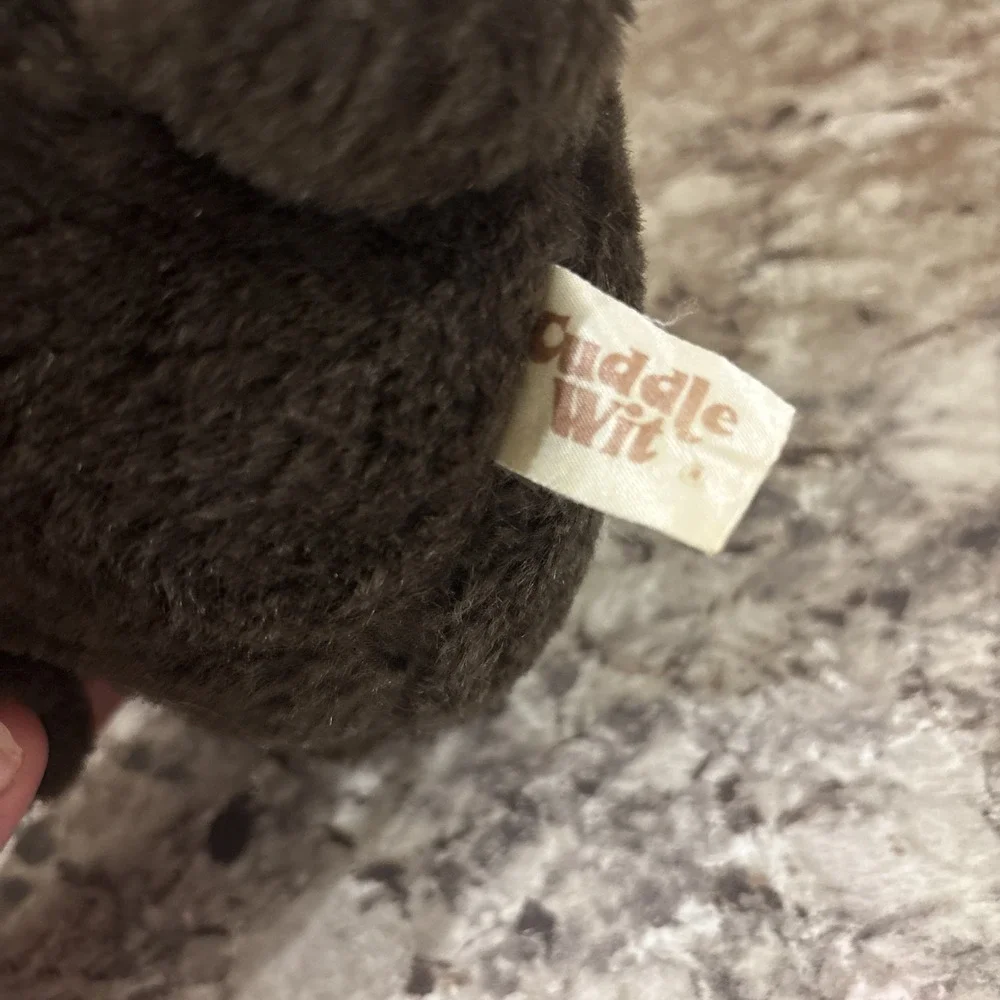 Vintage Cuddle Wit Dark Brown Teddy Bear Plush Toy 1996 Stuffed Bear Plaid Tye